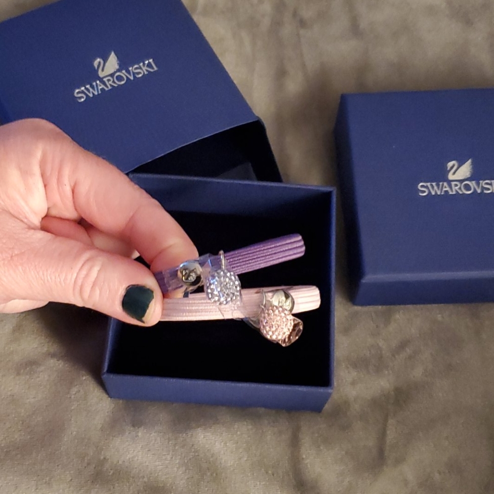 Swarovski pink & purple hair ties NWT